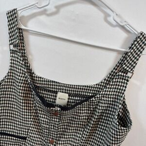 Maeve Anthropologie Houndstooth Peplum Button Front Top Brown Black Large NWT